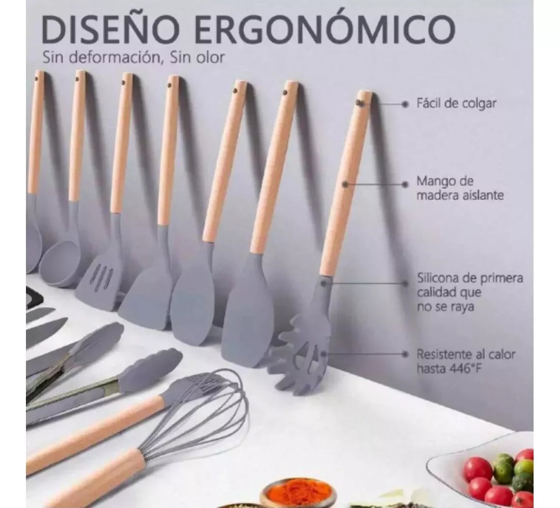 Set de Utensilios de Cocina En Silicona - 18 Piezas